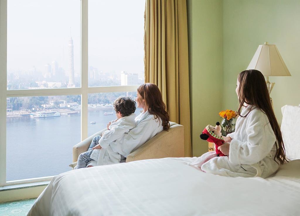 Premier room with king bed overlooking the Nile